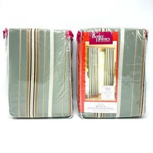 2 Better Homes and Gardens Lined Panel Curtains Green Atlantic Stripe 52 x 84